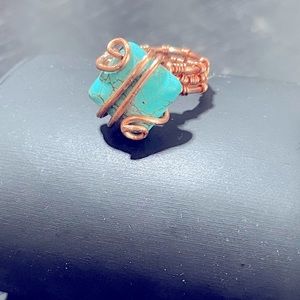 One of a kind copper weaved turquoise crystal size 6